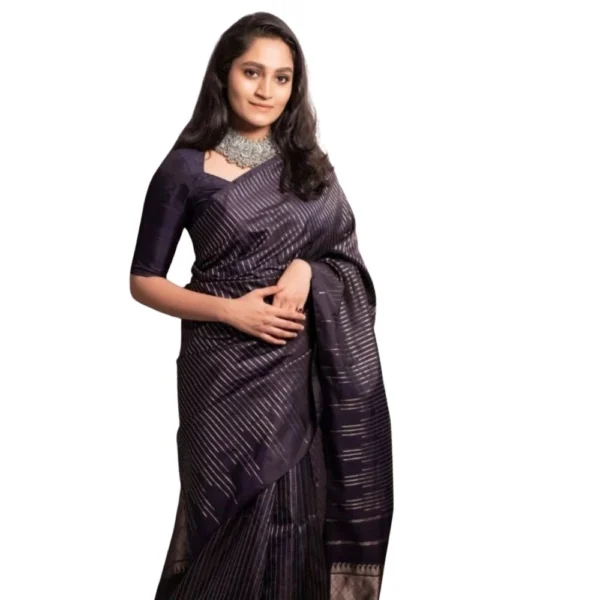 Black Silk Printed Saree for Women