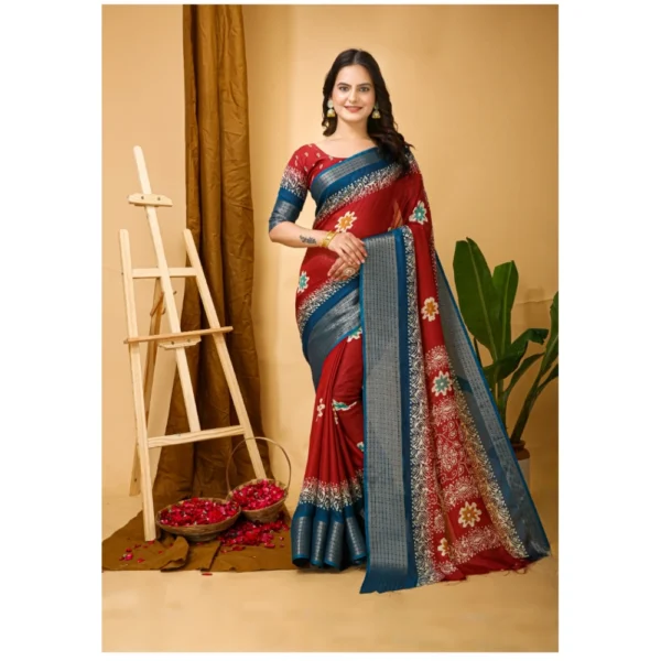 Red Kalamkari Printed Saree for Women