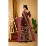 Generic Women's Soft Blooming Marshmallow Fabric Kalamkari Printed Saree With Unstitched Blouse 5.5Mtr (Maroon) - Image 3