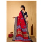 Generic Women's Soft Blooming Marshmallow Fabric Kalamkari Printed Saree With Unstitched Blouse 5.5Mtr (Red) - Image 3