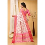 Generic Women's Soft Cotton Silk Printed Saree With Unstitched Blouse 5.5Mtr (Pink) - Image 3