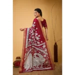 Generic Women's Soft Handloom Cotton Kalamkari Printed Saree With Unstitched Blouse 5.5Mtr (Maroon) - Image 3