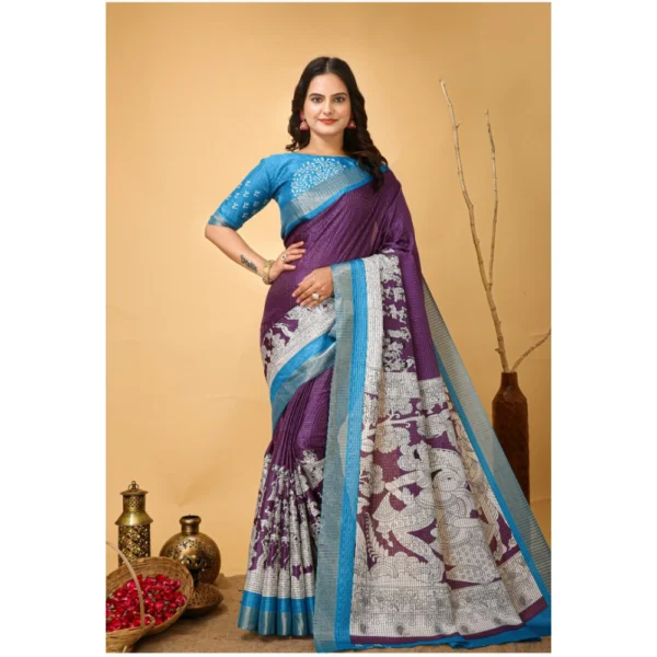 Purple Kalamkari Cotton Saree for Women