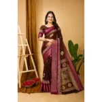 Maroon Kalamkari Printed Saree for Women
