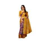 Purple Dola Cotton Kalamkari Printed Saree for Women