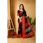 Black Kalamkari Printed Saree
