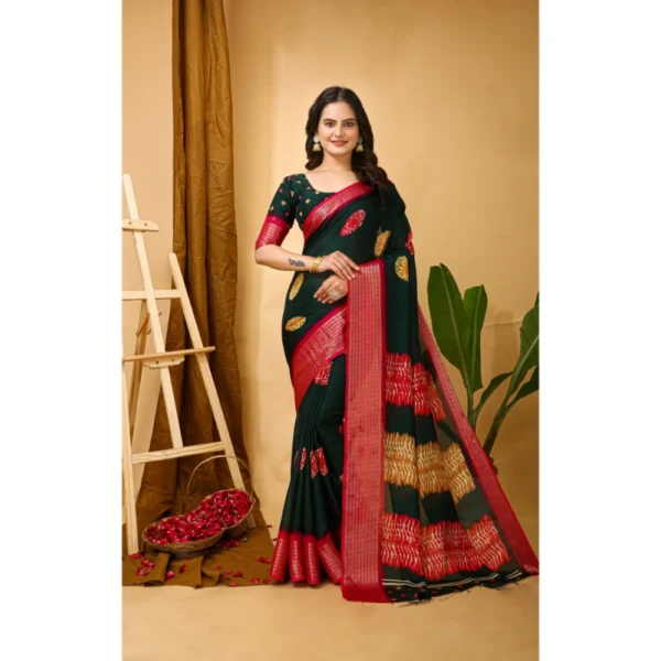 Green Kalamkari Printed Saree