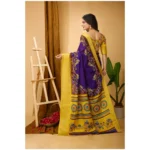 Generic Women's Soft Dola Cotton Kalamkari Printed Saree With Unstitched Blouse 5.5Mtr (Purple) - Image 3