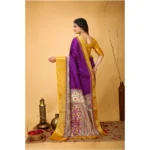 Generic Women's Soft Dola Cotton Kalamkari Printed Saree With Unstitched Blouse 5.5Mtr (Purple) - Image 3