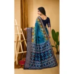 Generic Women's Soft Dola Cotton Kalamkari Printed Saree With Unstitched Blouse 5.5Mtr (Blue) - Image 3