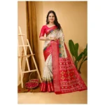 Soft White Dola Cotton Kalamkari Printed Saree