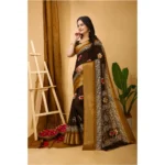 Generic Women's Soft Blooming Marshmallow Fabric Kalamkari Printed Saree With Unstitched Blouse 5.5Mtr (Brown) - Image 4