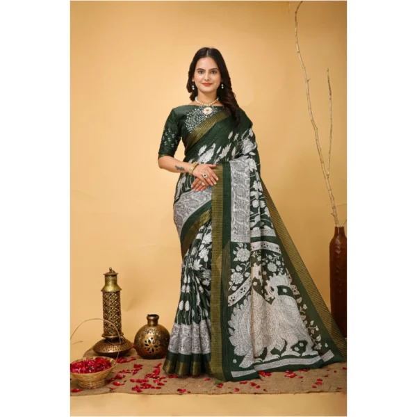 Green Kalamkari Cotton Saree for Women