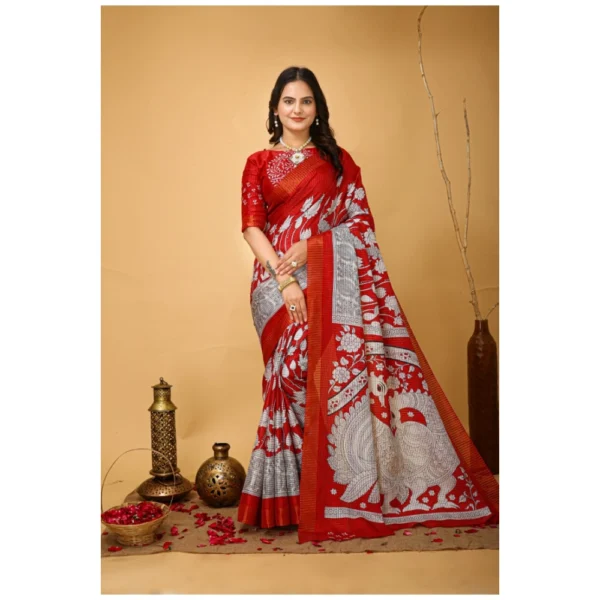 Red Kalamkari Cotton Saree for Women