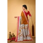 Generic Women's Soft Handloom Cotton Kalamkari Printed Saree With Unstitched Blouse 5.5Mtr (Mustard) - Image 3