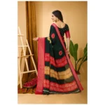 Generic Women's Soft Blooming Marshmallow Fabric Kalamkari Printed Saree With Unstitched Blouse 5.5Mtr (Green) - Image 3