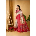 Generic Women's Soft Dola Cotton Kalamkari Printed Saree With Unstitched Blouse 5.5Mtr (Red) - Image 3