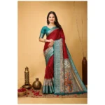 Women's Red Dola Cotton Kalamkari Saree