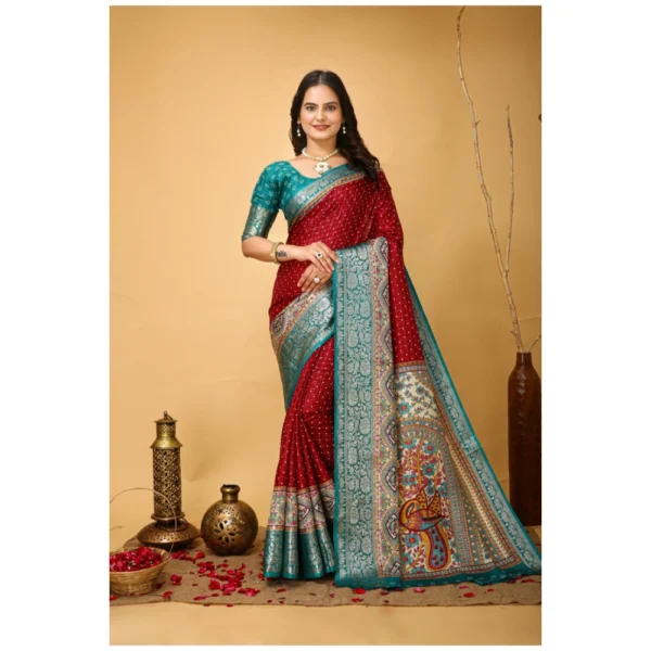 Women's Red Dola Cotton Kalamkari Saree