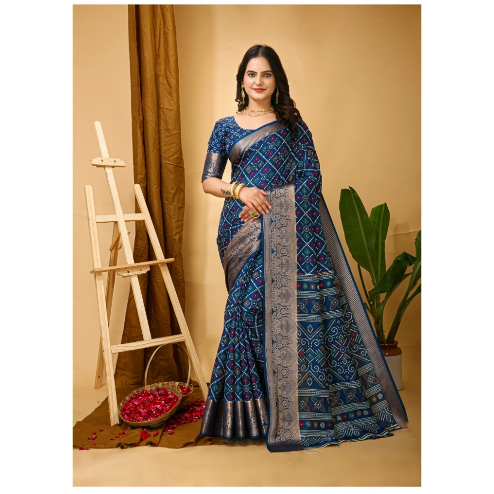 Women's Blue Dola Cotton Kalamkari Saree