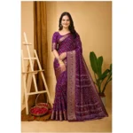 Women's Purple Dola Cotton Kalamkari Saree