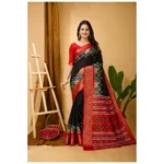 Soft Black Dola Cotton Kalamkari Printed Saree