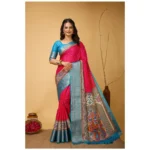 Women's Pink Dola Cotton Kalamkari Saree