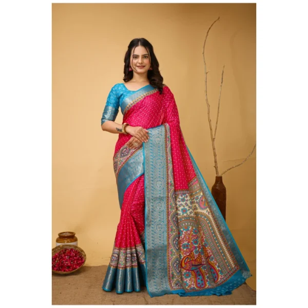 Pink Soft Dola Cotton Kalamkari Printed Saree