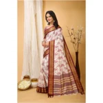 Generic Women's Soft Cotton Silk Printed Saree With Unstitched Blouse 5.5Mtr (Maroon) - Image 4
