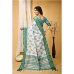 Generic Women's Soft Cotton Silk Printed Saree With Unstitched Blouse 5.5Mtr (Turquoise) - Image 4