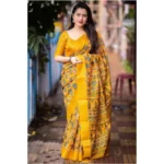 Yellow Dola Cotton Kalamkari Saree for Women