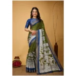 Mehendi Kalamkari Cotton Saree for Women