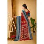 Generic Women's Soft Blooming Marshmallow Fabric Kalamkari Printed Saree With Unstitched Blouse 5.5Mtr (Red) - Image 3