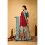 Generic Women's Soft Dola Cotton Kalamkari Printed Saree With Unstitched Blouse 5.5Mtr (Red) - Image 3