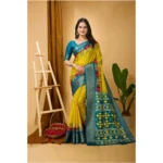 Women's Yellow Dola Cotton Kalamkari Saree