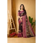 Maroon Kalamkari Marshmallow Fabric Saree for Women