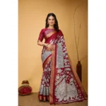 Maroon Handloom Cotton Kalamkari Saree for Women