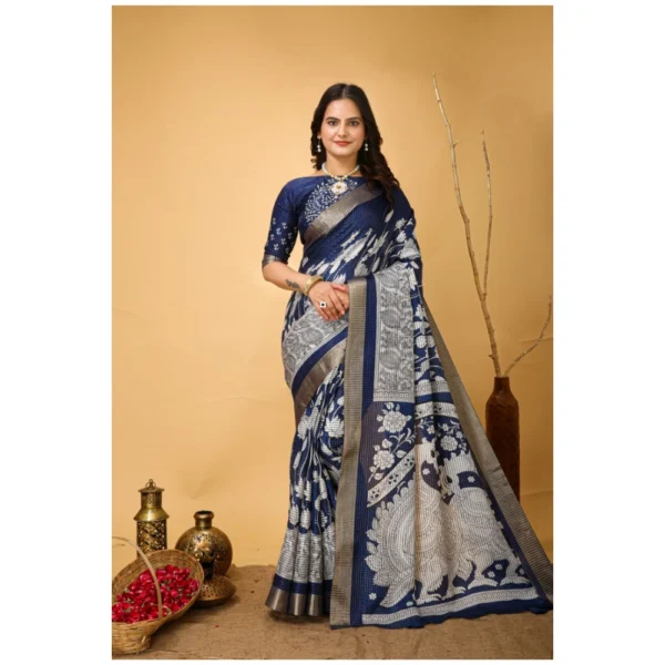 Blue Kalamkari Cotton Saree for Women