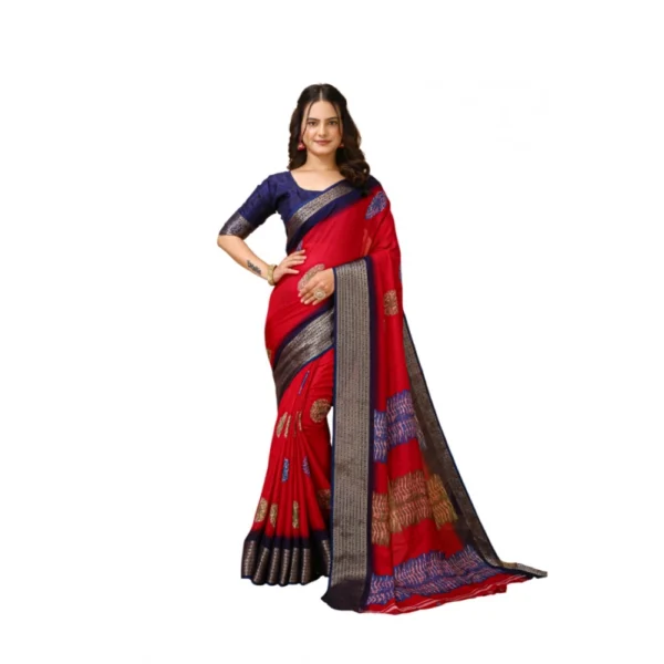 Red Soft Blooming Marshmallow Fabric Kalamkari Printed Saree for Women