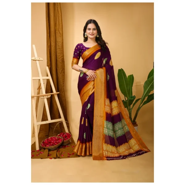 Wine Soft Blooming Marshmallow Fabric Kalamkari Printed Saree for Women