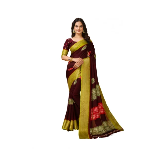 Maroon Soft Blooming Marshmallow Fabric Kalamkari Printed Saree for Women