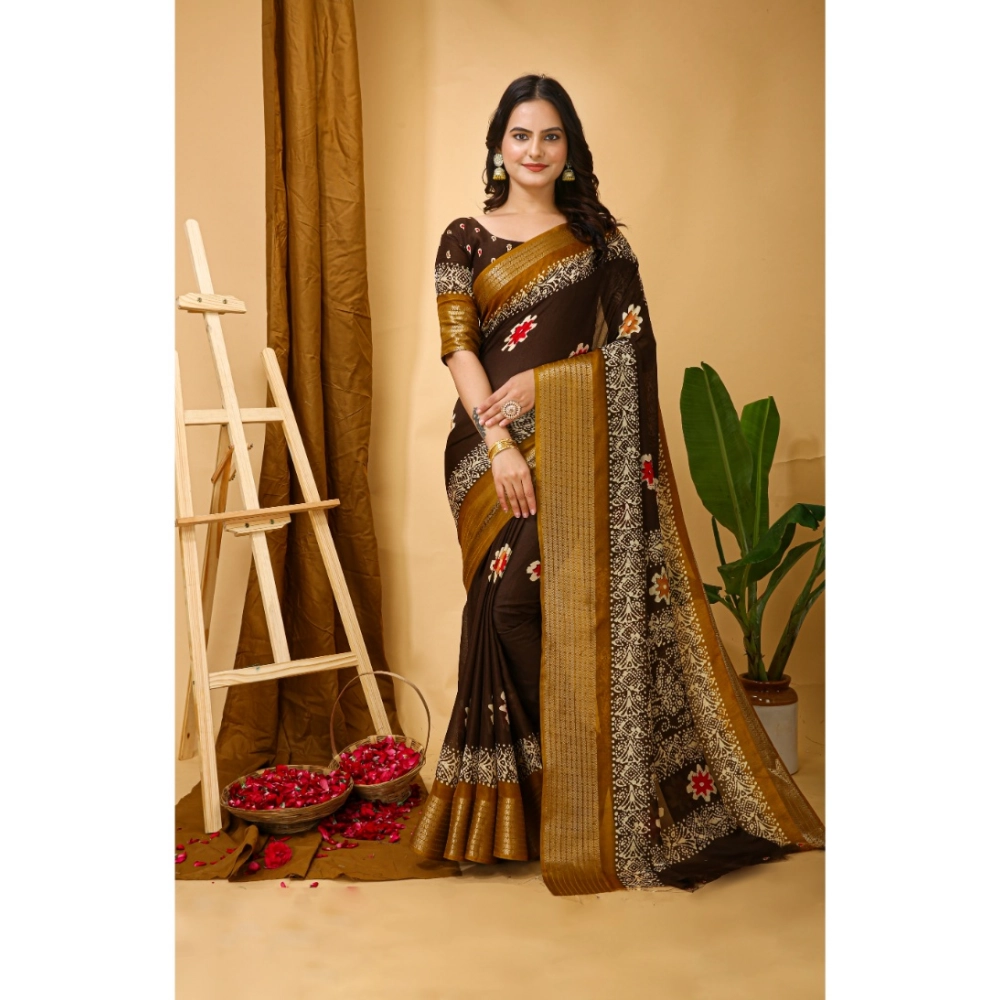 54470622800_0b12f24876_o_d-1000x1000-1.webp Brown Kalamkari Printed Saree for Women