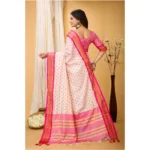 Generic Women's Soft Cotton Silk Printed Saree With Unstitched Blouse 5.5Mtr (Pink) - Image 3