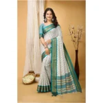 Rama Green Soft Cotton Silk Printed Saree for women