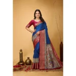 Women's Blue Dola Cotton Kalamkari Saree