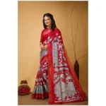 Generic Women's Soft Handloom Cotton Kalamkari Printed Saree With Unstitched Blouse 5.5Mtr (Pink) - Image 4