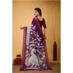 Generic Women's Soft Handloom Cotton Kalamkari Printed Saree With Unstitched Blouse 5.5Mtr (Purple) - Image 4
