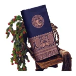 Navy Blue Lichi Silk Printed Saree for Women