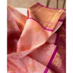Generic Women's Soft Lichi Silk Printed Saree With Unstitched Blouse 5.5Mtr (Pink) - Image 3
