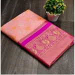 Pink Lichi Silk Printed Saree for Women